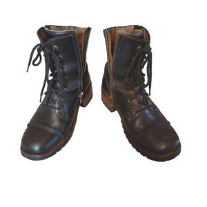 Harley Davidson 84035 Womens Size 7 Blk/Brwn Side Zip Buckle Leather Riding Boot